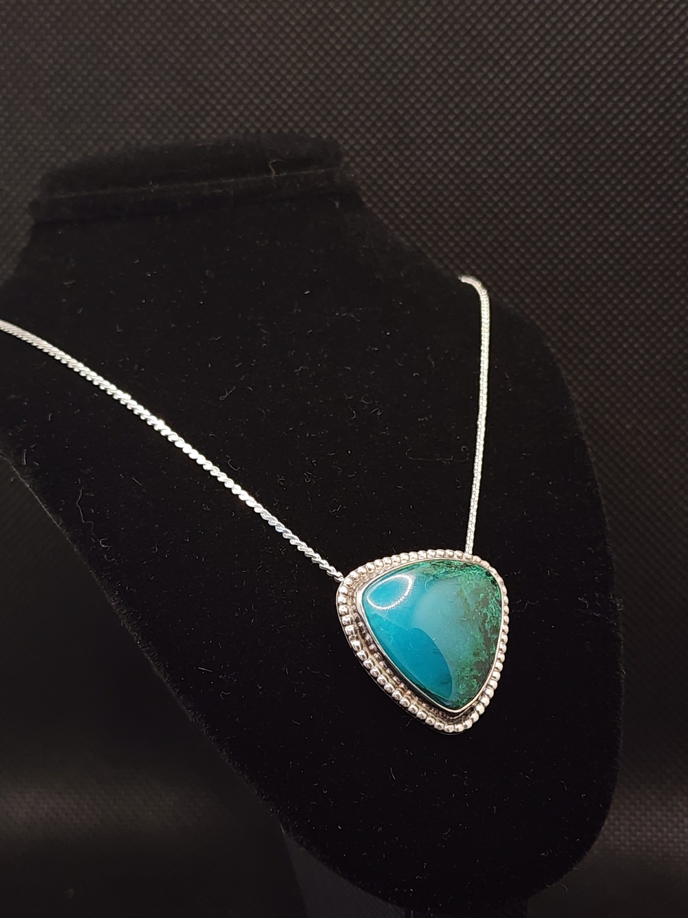 Silver Necklace with Teal Turquoise Pendant